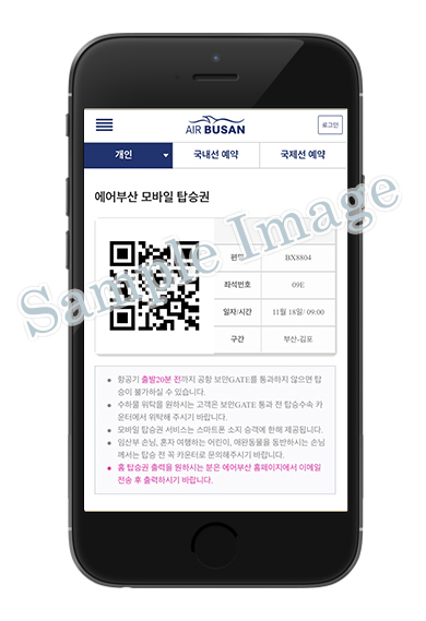 Sample of mobile boarding pass
