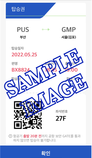 Sample of mobile boarding pass